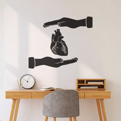 Engraving Stickers Heart Anatomical Medicine Clinic Health Care Hands Art Mural Painting