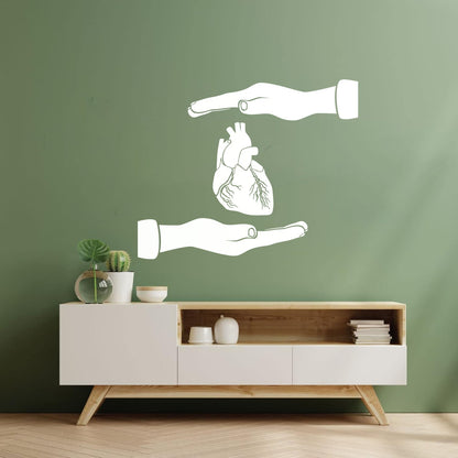 Engraving Stickers Heart Anatomical Medicine Clinic Health Care Hands Art Mural Painting