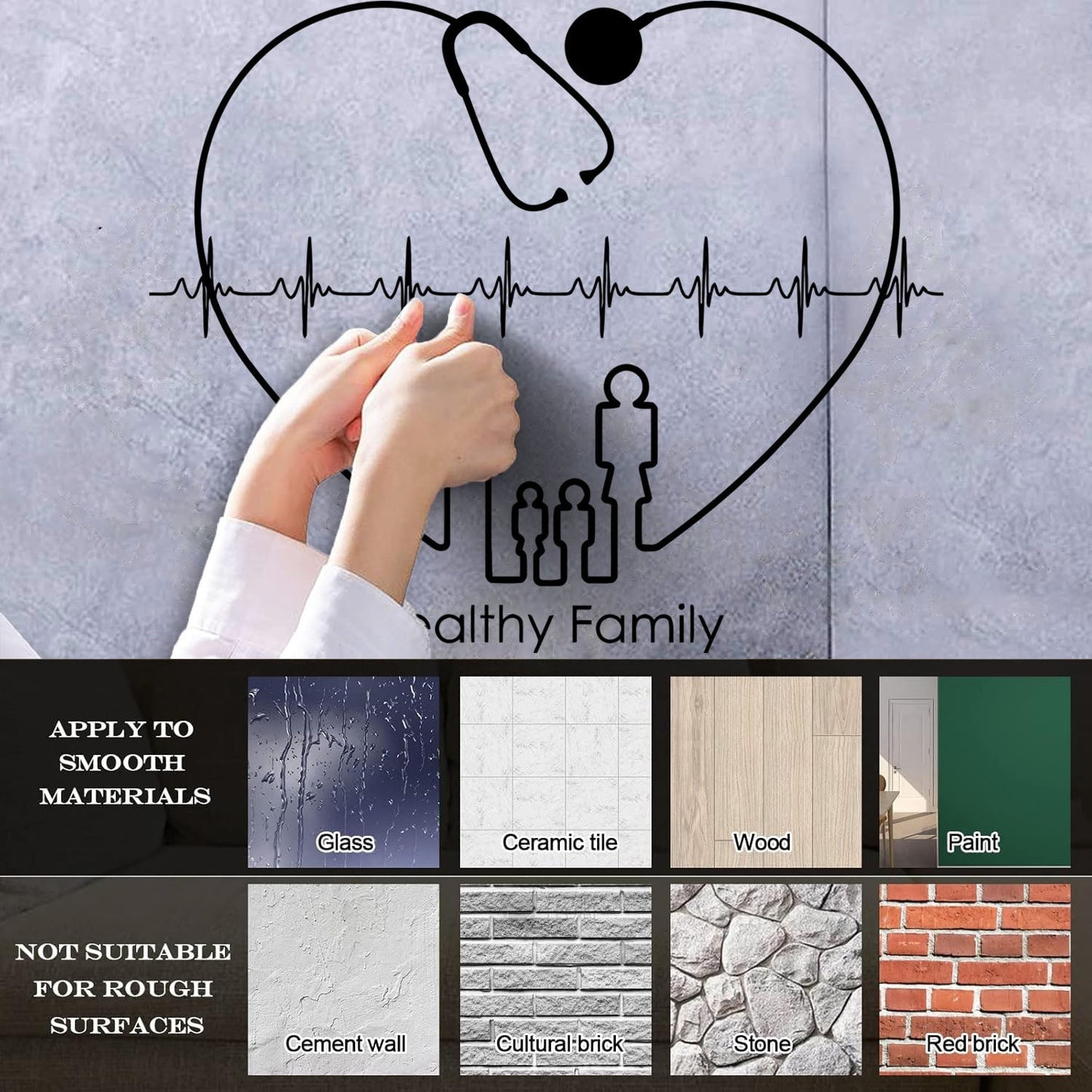 Heart Cardiogram Healthy Family Clinic Health Care Wall Decals Paster Paper Personalized Customization