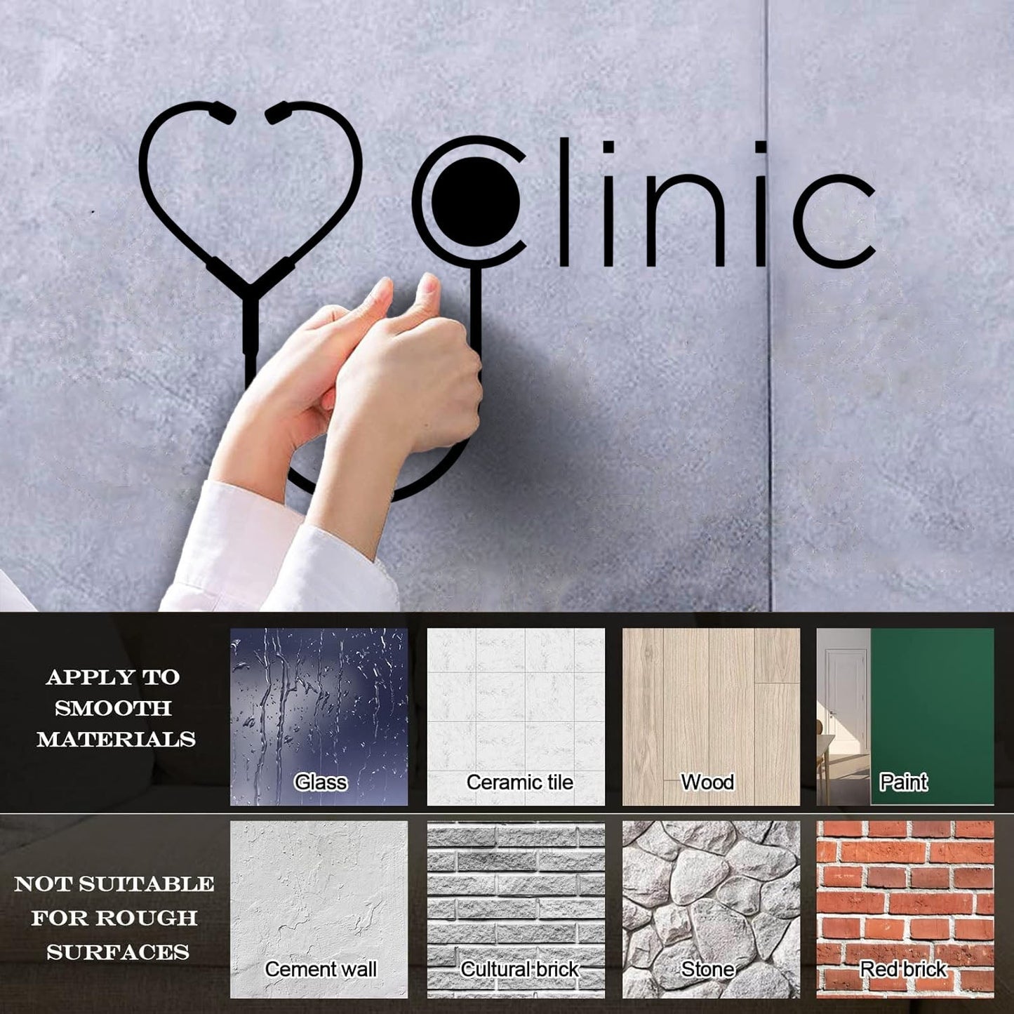 Vinyl Wall Stickers Heart Shape Stethoscope Clinic Logo Health Care Can Modify And Add Information