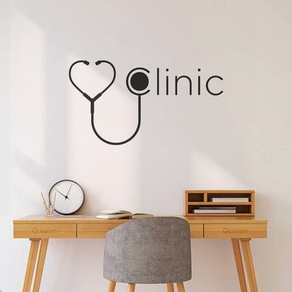 Vinyl Wall Stickers Heart Shape Stethoscope Clinic Logo Health Care Can Modify And Add Information