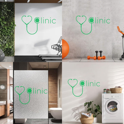 Vinyl Wall Stickers Heart Shape Stethoscope Clinic Logo Health Care Can Modify And Add Information