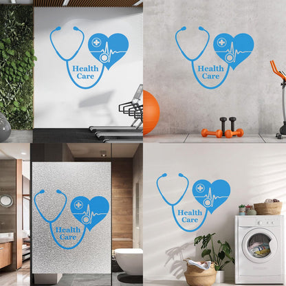 Wall Vinyl Sticker Decor Medical Cross With Health Care Medicine Icon Store Decoration