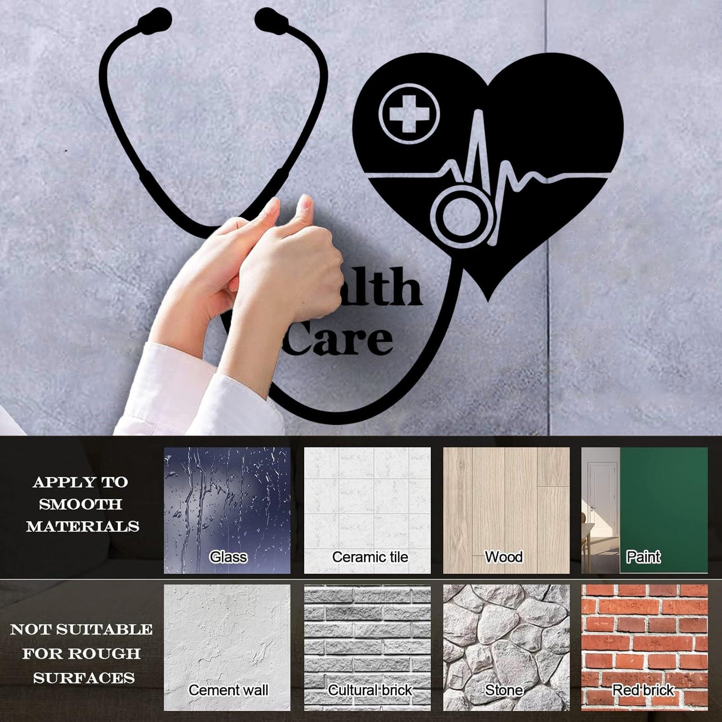 Wall Vinyl Sticker Decor Medical Cross With Health Care Medicine Icon Store Decoration