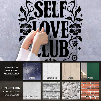Wall Decals Pvc Self Love Club Posters Mental Health Care Easy Installation