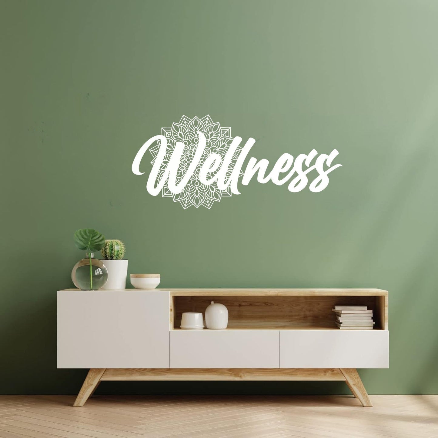 Wellness Lettering Health Care Floral Vinyl Wall Stickers Waterproof