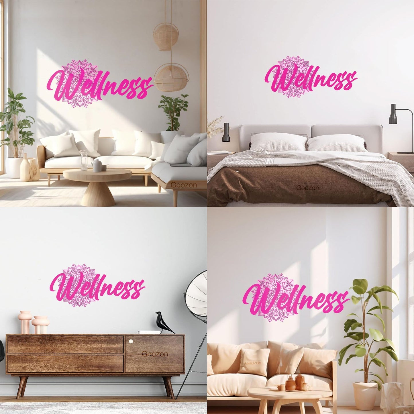 Wellness Lettering Health Care Floral Vinyl Wall Stickers Waterproof