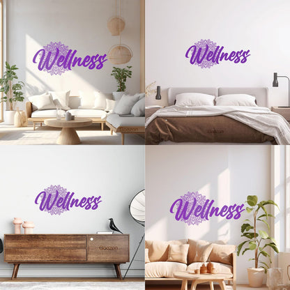 Wellness Lettering Health Care Floral Vinyl Wall Stickers Waterproof