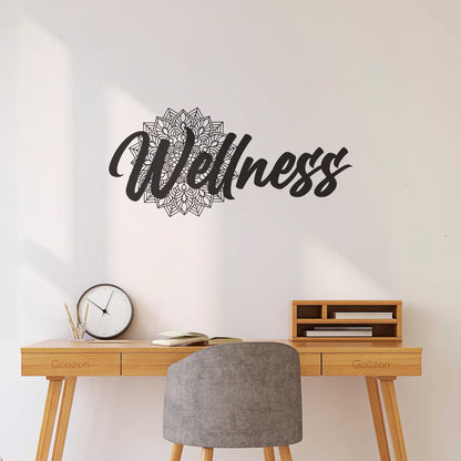 Wellness Lettering Health Care Floral Vinyl Wall Stickers Waterproof
