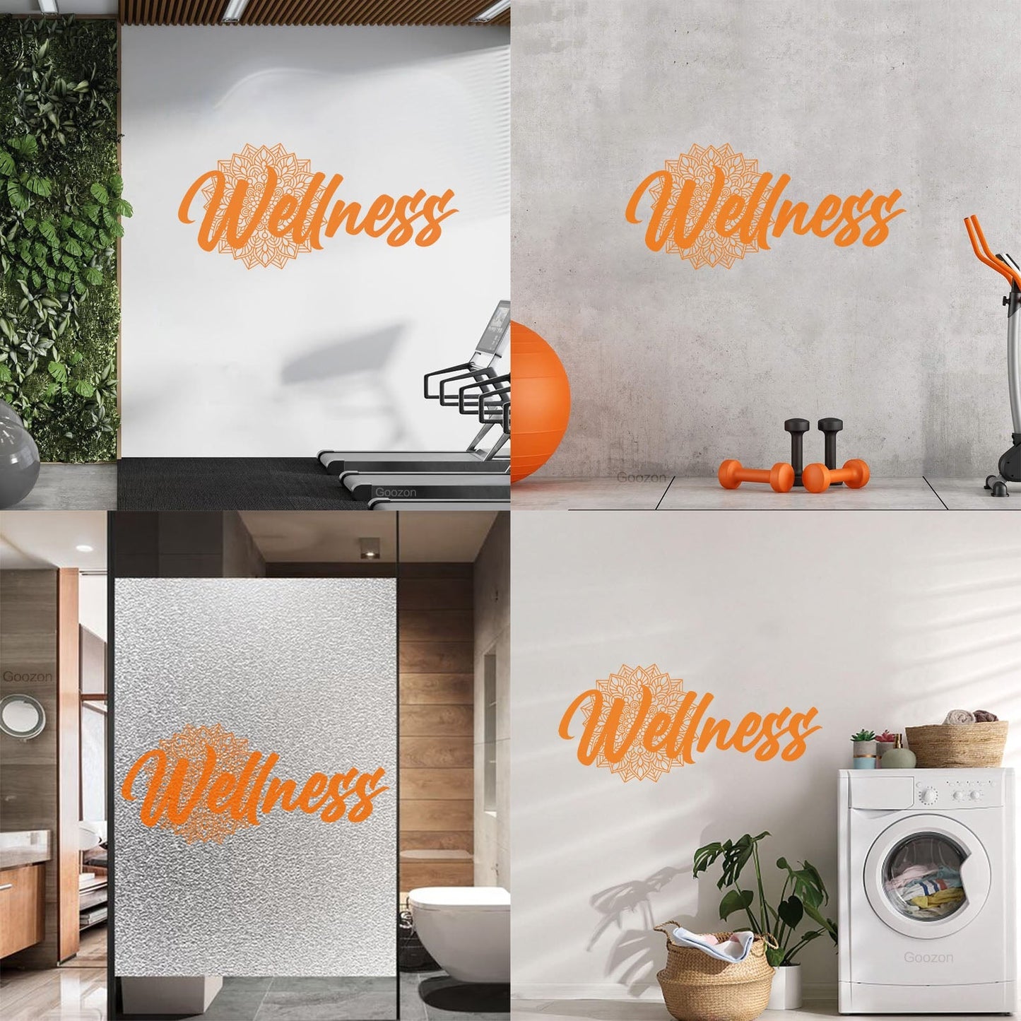 Wellness Lettering Health Care Floral Vinyl Wall Stickers Waterproof