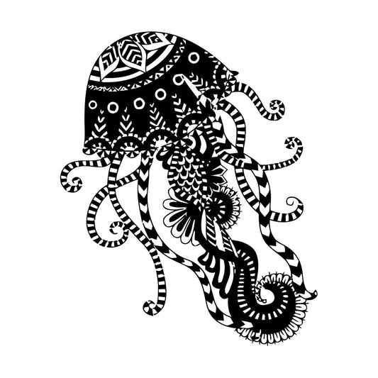 Mural And Wall Vinyl Decal Jellyfish Ornament Abstract Marine Beach Style Art Decoration