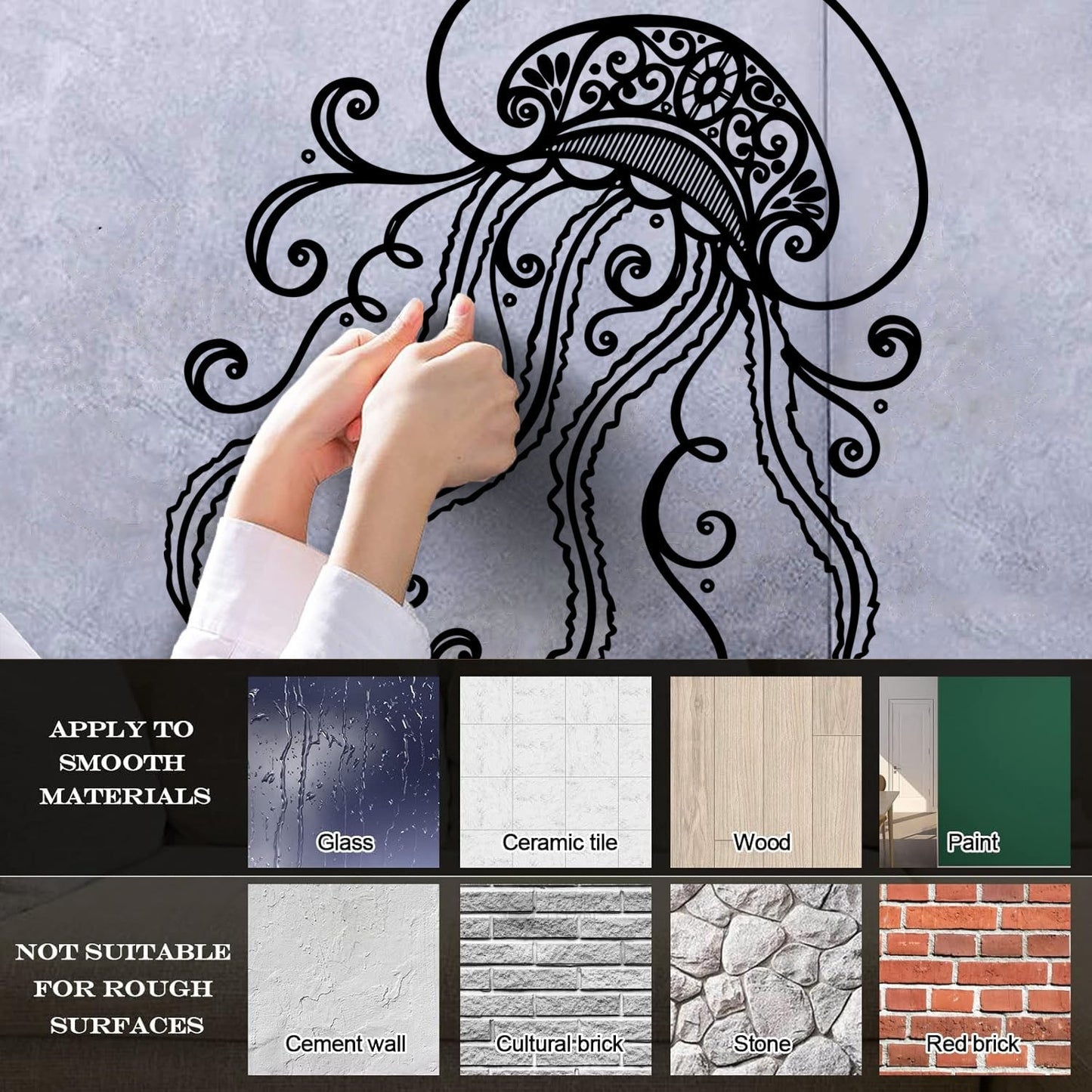 Wall Stickers Beauty Sea Jellyfish Oceans And Seas Inhabitant Glass Stickers