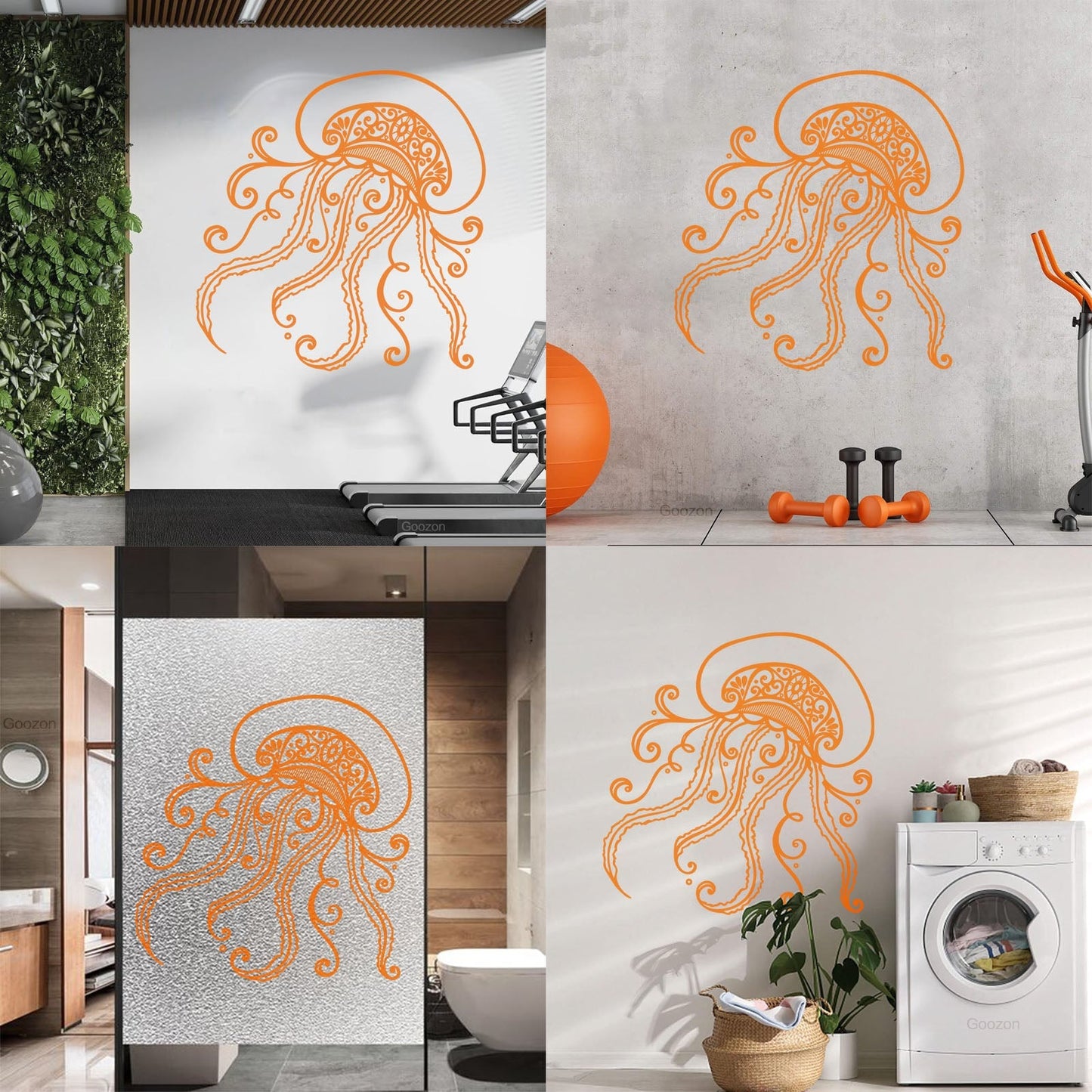 Wall Stickers Beauty Sea Jellyfish Oceans And Seas Inhabitant Glass Stickers