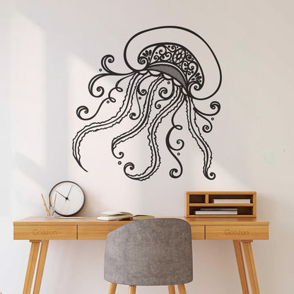 Wall Stickers Beauty Sea Jellyfish Oceans And Seas Inhabitant Glass Stickers