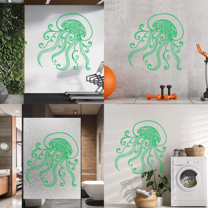 Wall Stickers Beauty Sea Jellyfish Oceans And Seas Inhabitant Glass Stickers