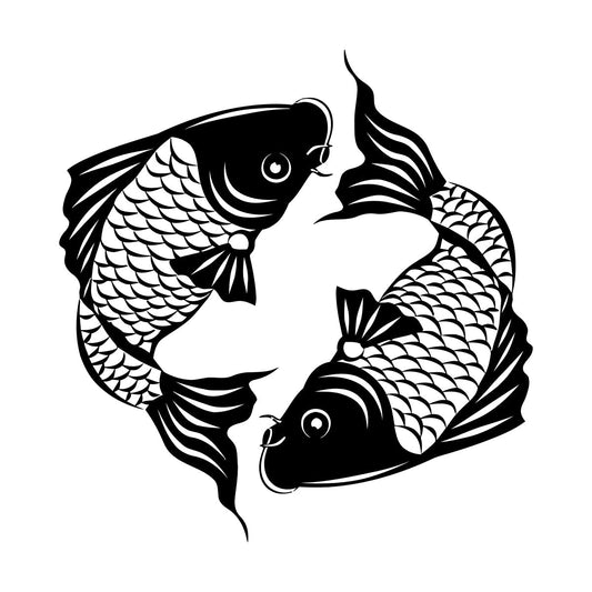 Engraving Stickers Asian Koi Carp Fish Japanese Style Removable Without Leaving Glue