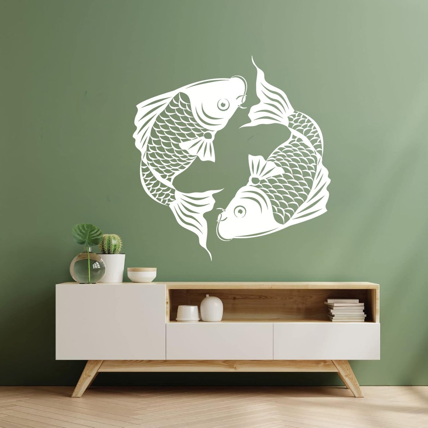 Engraving Stickers Asian Koi Carp Fish Japanese Style Removable Without Leaving Glue