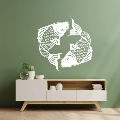 Engraving Stickers Asian Koi Carp Fish Japanese Style Removable Without Leaving Glue