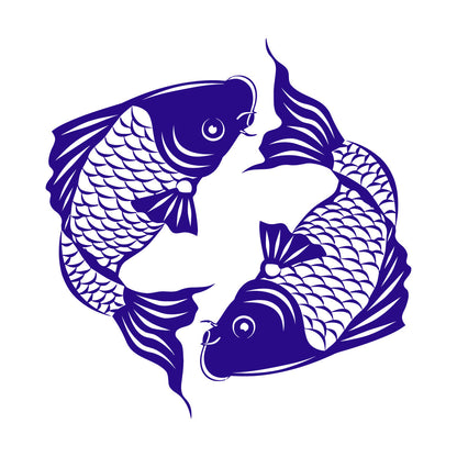 Engraving Stickers Asian Koi Carp Fish Japanese Style Removable Without Leaving Glue