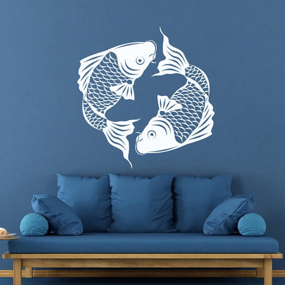 Engraving Stickers Asian Koi Carp Fish Japanese Style Removable Without Leaving Glue