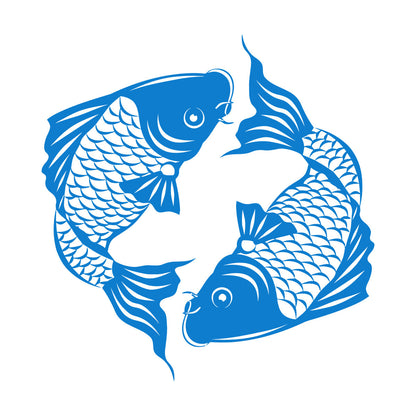 Engraving Stickers Asian Koi Carp Fish Japanese Style Removable Without Leaving Glue