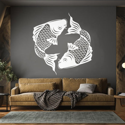 Engraving Stickers Asian Koi Carp Fish Japanese Style Removable Without Leaving Glue