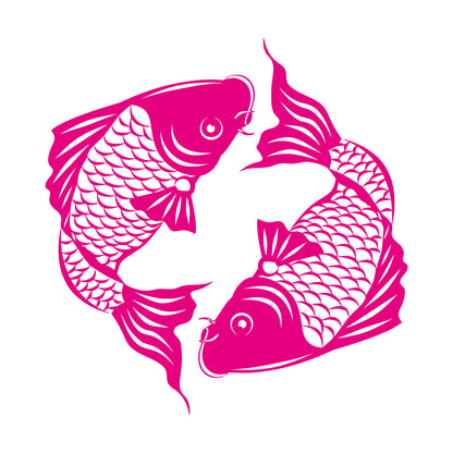 Engraving Stickers Asian Koi Carp Fish Japanese Style Removable Without Leaving Glue