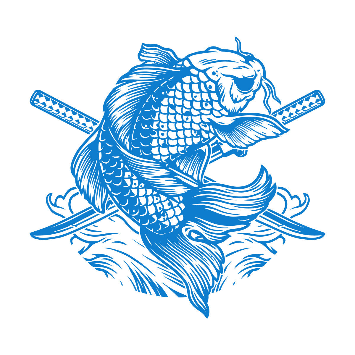 Lettering Stickers Asian Style Japanese Koi Carp Fish Swords Multi Color Selection