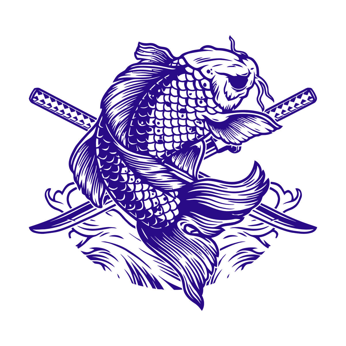 Lettering Stickers Asian Style Japanese Koi Carp Fish Swords Multi Color Selection