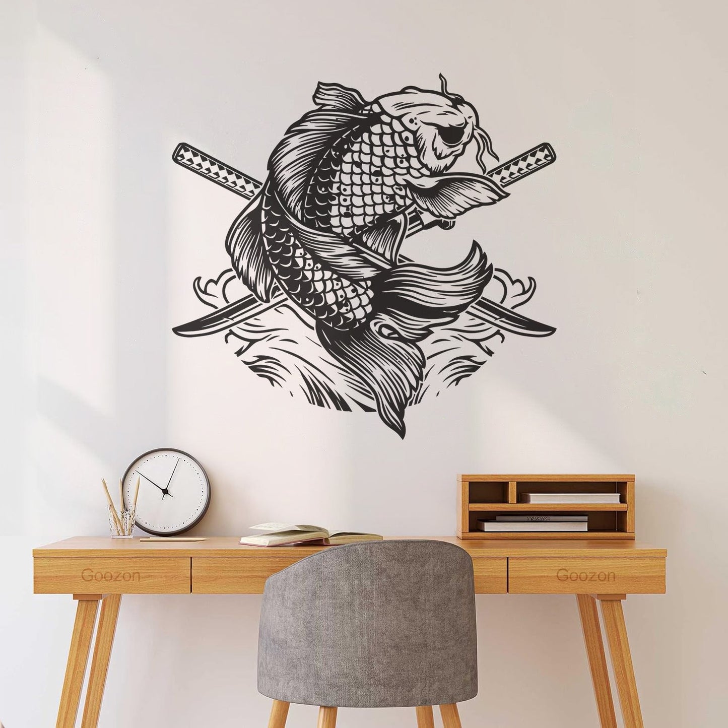 Lettering Stickers Asian Style Japanese Koi Carp Fish Swords Multi Color Selection