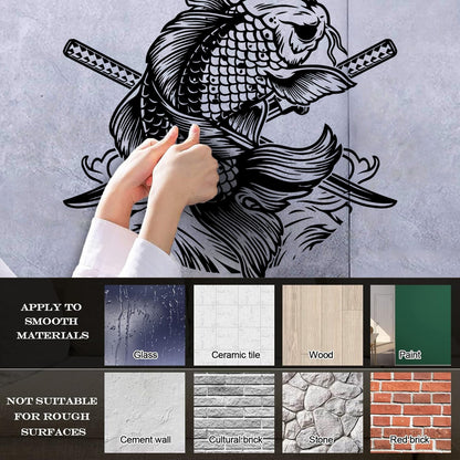 Lettering Stickers Asian Style Japanese Koi Carp Fish Swords Multi Color Selection