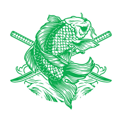 Lettering Stickers Asian Style Japanese Koi Carp Fish Swords Multi Color Selection