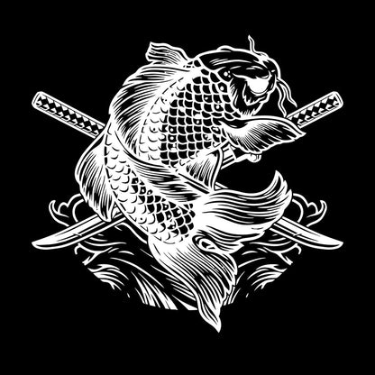 Lettering Stickers Asian Style Japanese Koi Carp Fish Swords Multi Color Selection