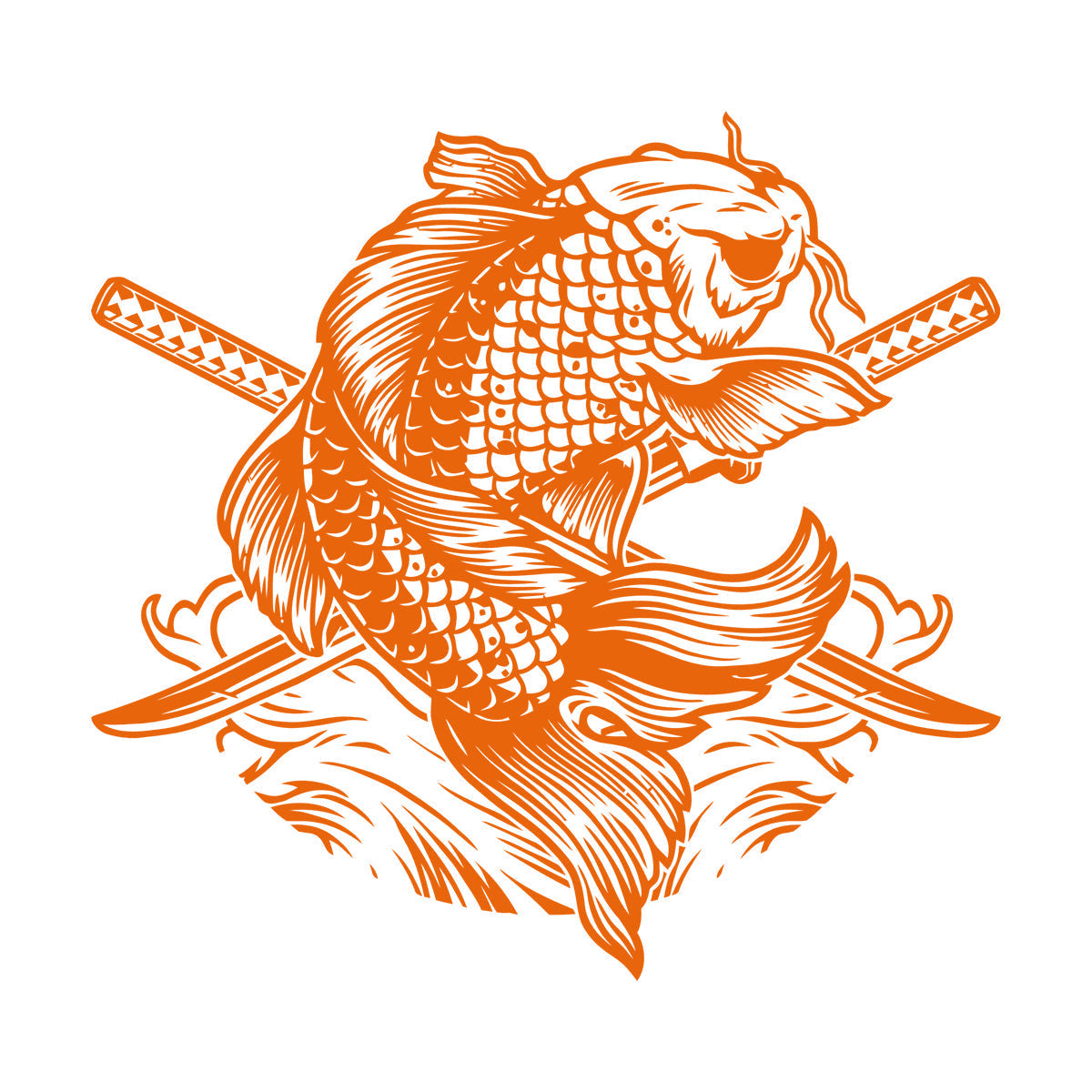 Lettering Stickers Asian Style Japanese Koi Carp Fish Swords Multi Color Selection