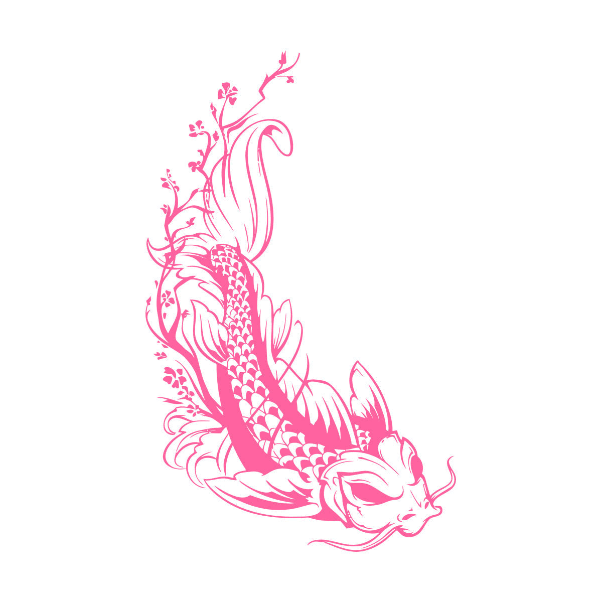 Wall Decals Paster Paper Asian Style Japanese Koi Carp Fish Sakura Tree Equipped With Transfer Film Kit