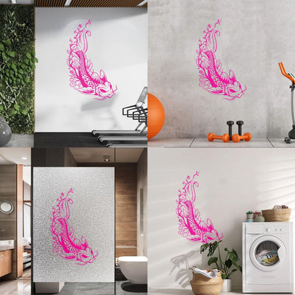 Wall Decals Paster Paper Asian Style Japanese Koi Carp Fish Sakura Tree Equipped With Transfer Film Kit