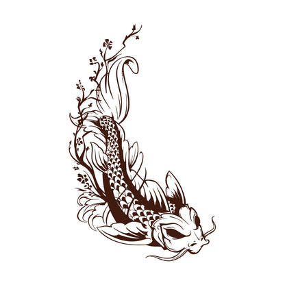 Wall Decals Paster Paper Asian Style Japanese Koi Carp Fish Sakura Tree Equipped With Transfer Film Kit