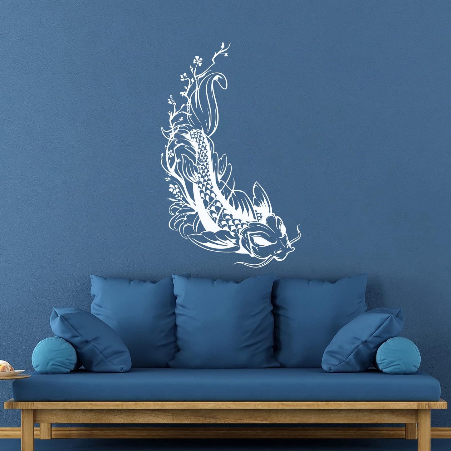 Wall Decals Paster Paper Asian Style Japanese Koi Carp Fish Sakura Tree Equipped With Transfer Film Kit