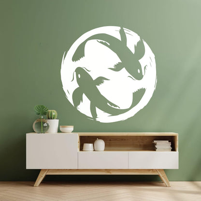 Asian Style Koi Carp Couple Fish Zen Japanese Wall Decals Art Mural Painting
