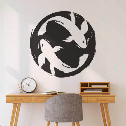 Asian Style Koi Carp Couple Fish Zen Japanese Wall Decals Art Mural Painting