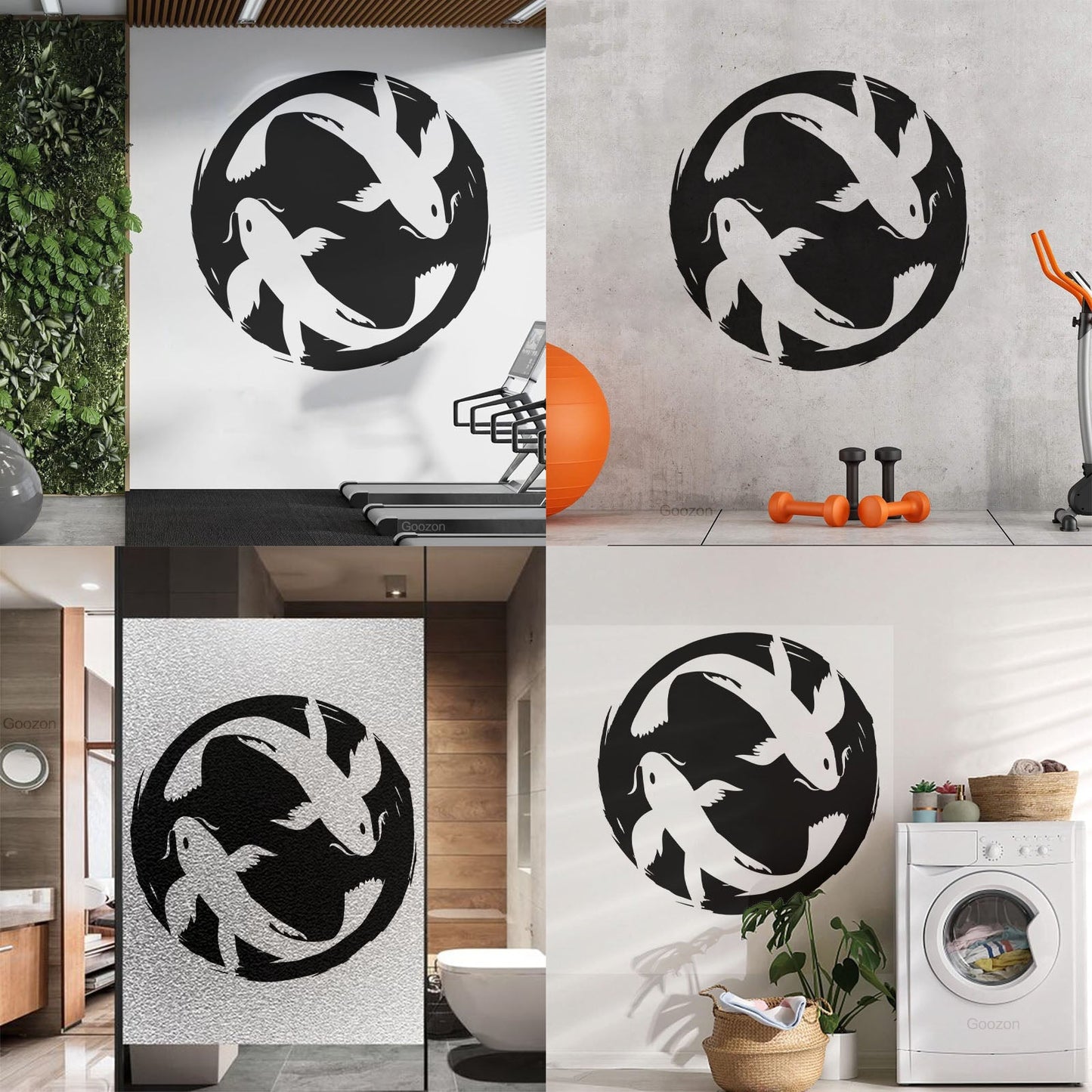 Asian Style Koi Carp Couple Fish Zen Japanese Wall Decals Art Mural Painting