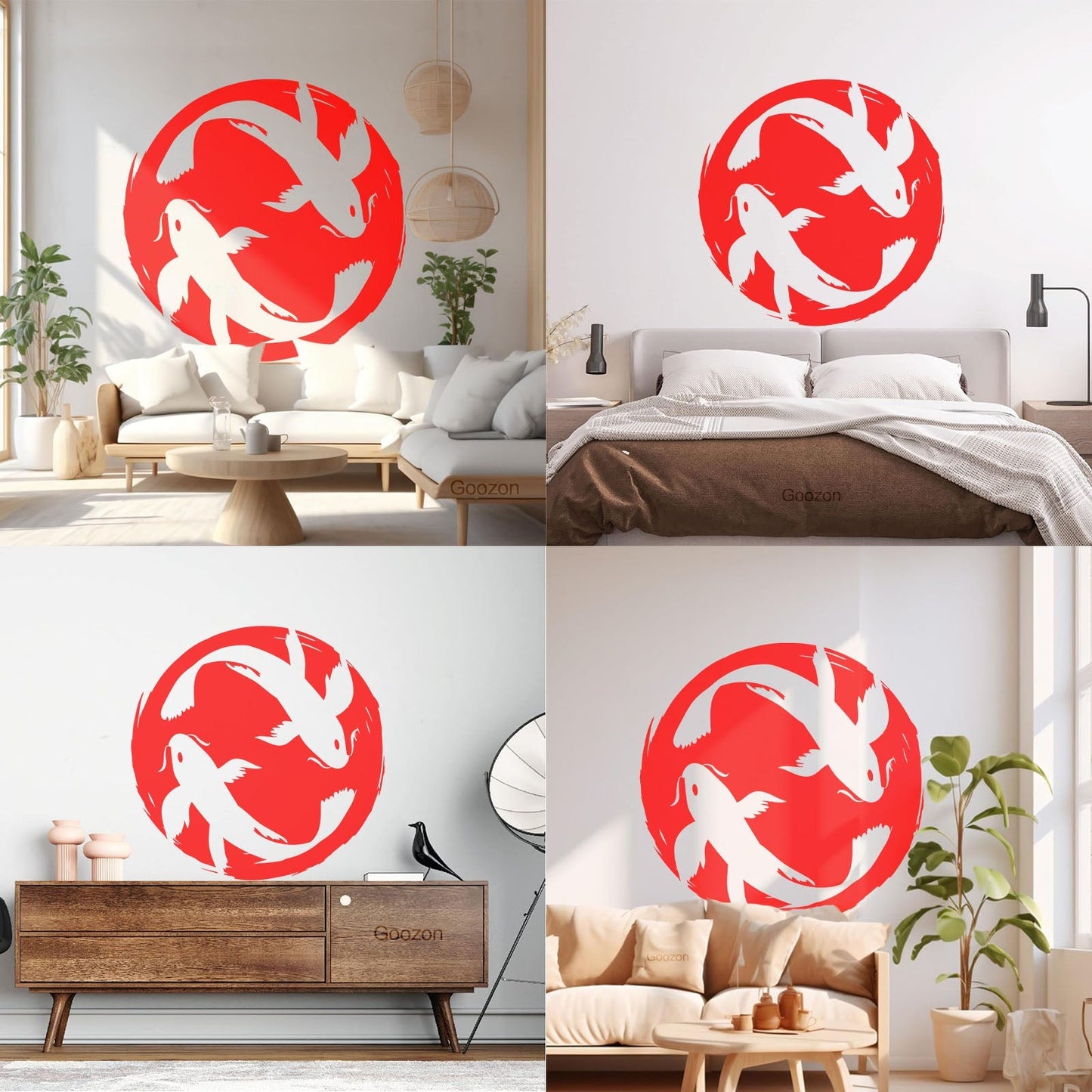 Asian Style Koi Carp Couple Fish Zen Japanese Wall Decals Art Mural Painting
