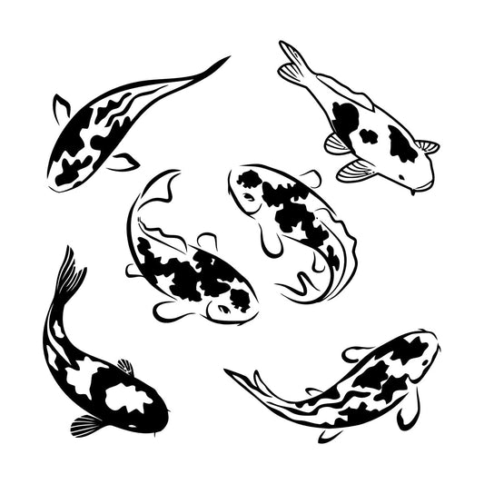 Vinyl Wall Decals Asian Style Koi Carp Sea Fishes Aquarium Multiple Size Options