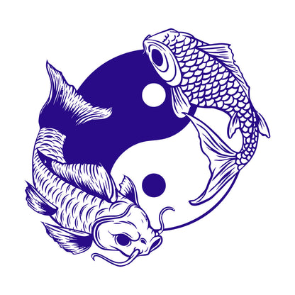 Engraving Decals Couple Fish Chinese Goldfish Yin Yang Symbol Waterproof