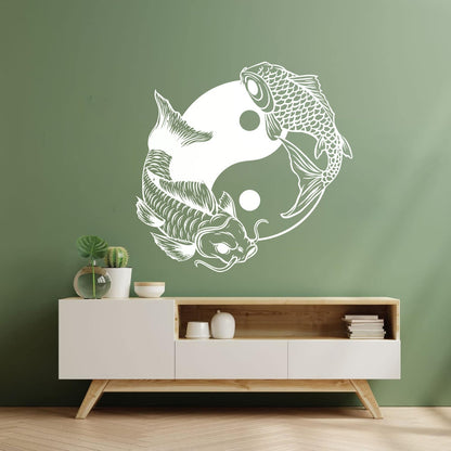Engraving Decals Couple Fish Chinese Goldfish Yin Yang Symbol Waterproof