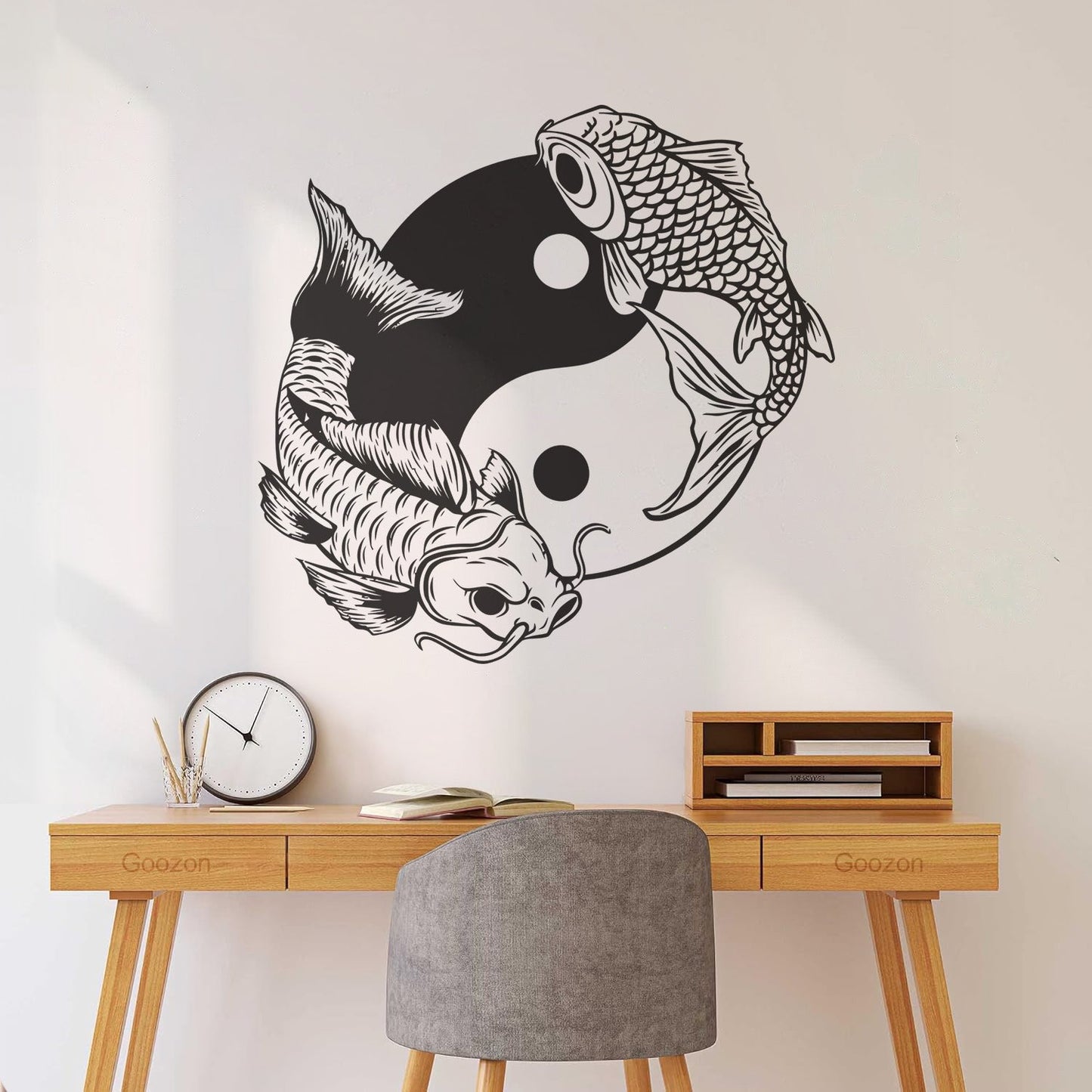 Engraving Decals Couple Fish Chinese Goldfish Yin Yang Symbol Waterproof