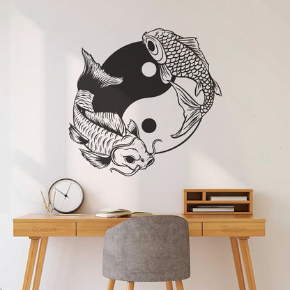 Engraving Decals Couple Fish Chinese Goldfish Yin Yang Symbol Waterproof