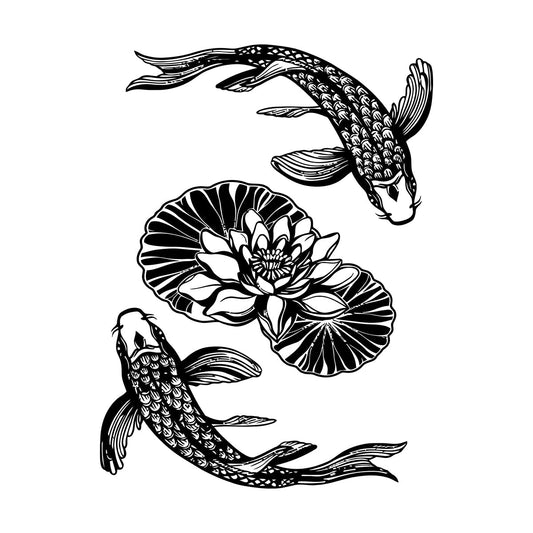 Mural And Wall Vinyl Decal Fish Chinese Goldfish Asian Style Lotus Carp It Won'T Fall Off
