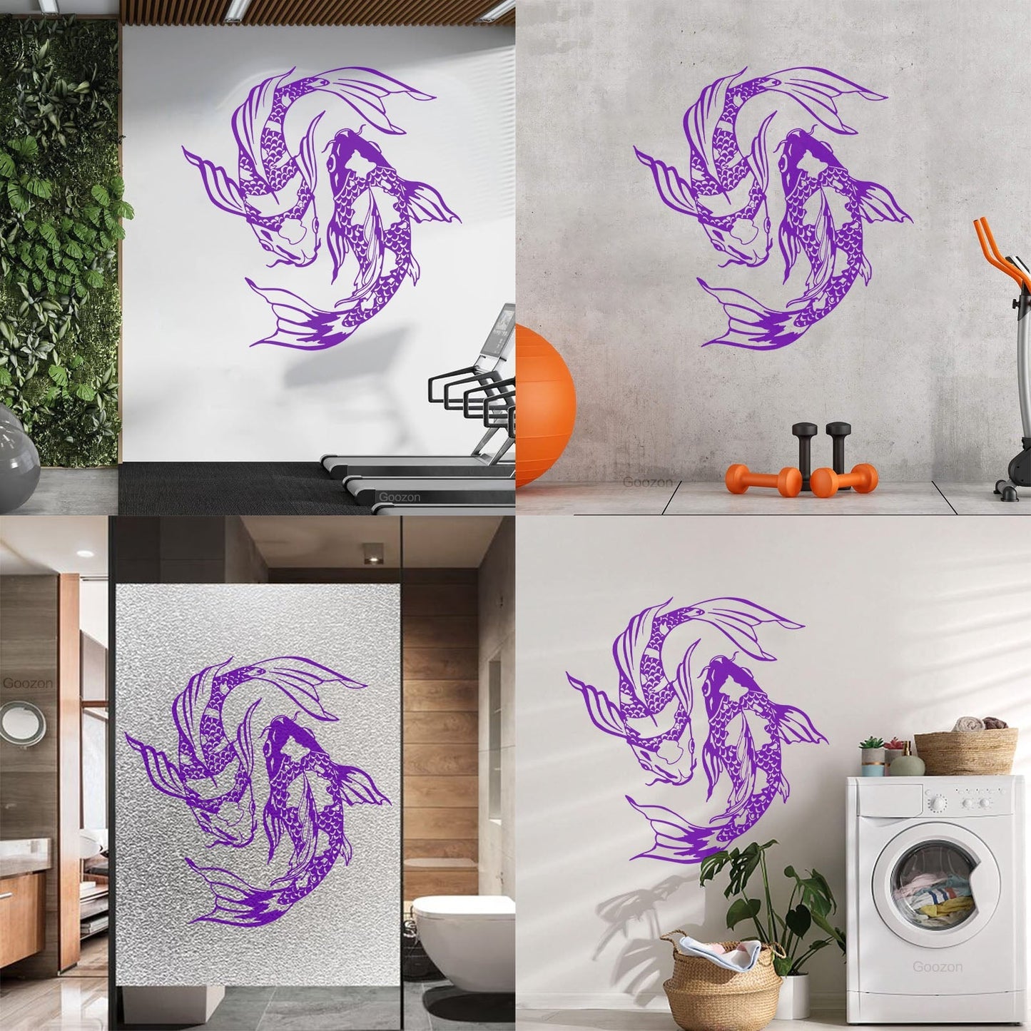 Wall Decals Pvc Koi Carp Fish Yin Yang Symbol Oriental Fishes Tattoo Culture