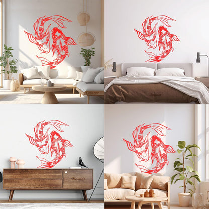 Wall Decals Pvc Koi Carp Fish Yin Yang Symbol Oriental Fishes Tattoo Culture